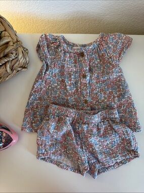Girls Floral Matching Set — Pink & Blue